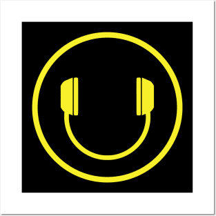 DJ HEADPHONES SMILEY FACE Posters and Art